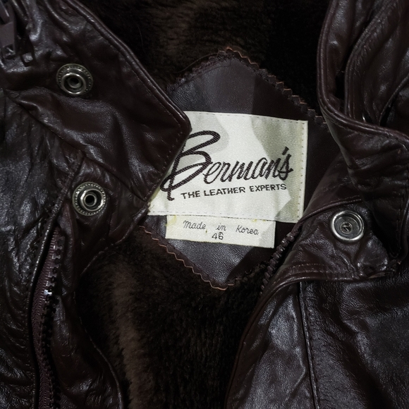 Leather Bomber Jacket Bermans Biker Jacket Bomber Jacket - Picture 4 of 5
